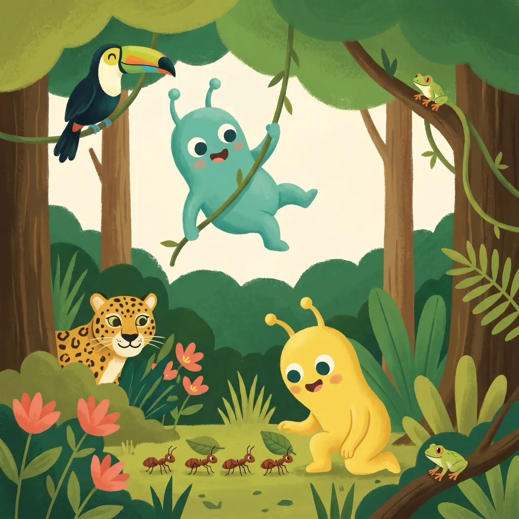 Alien explorers in the rainforest